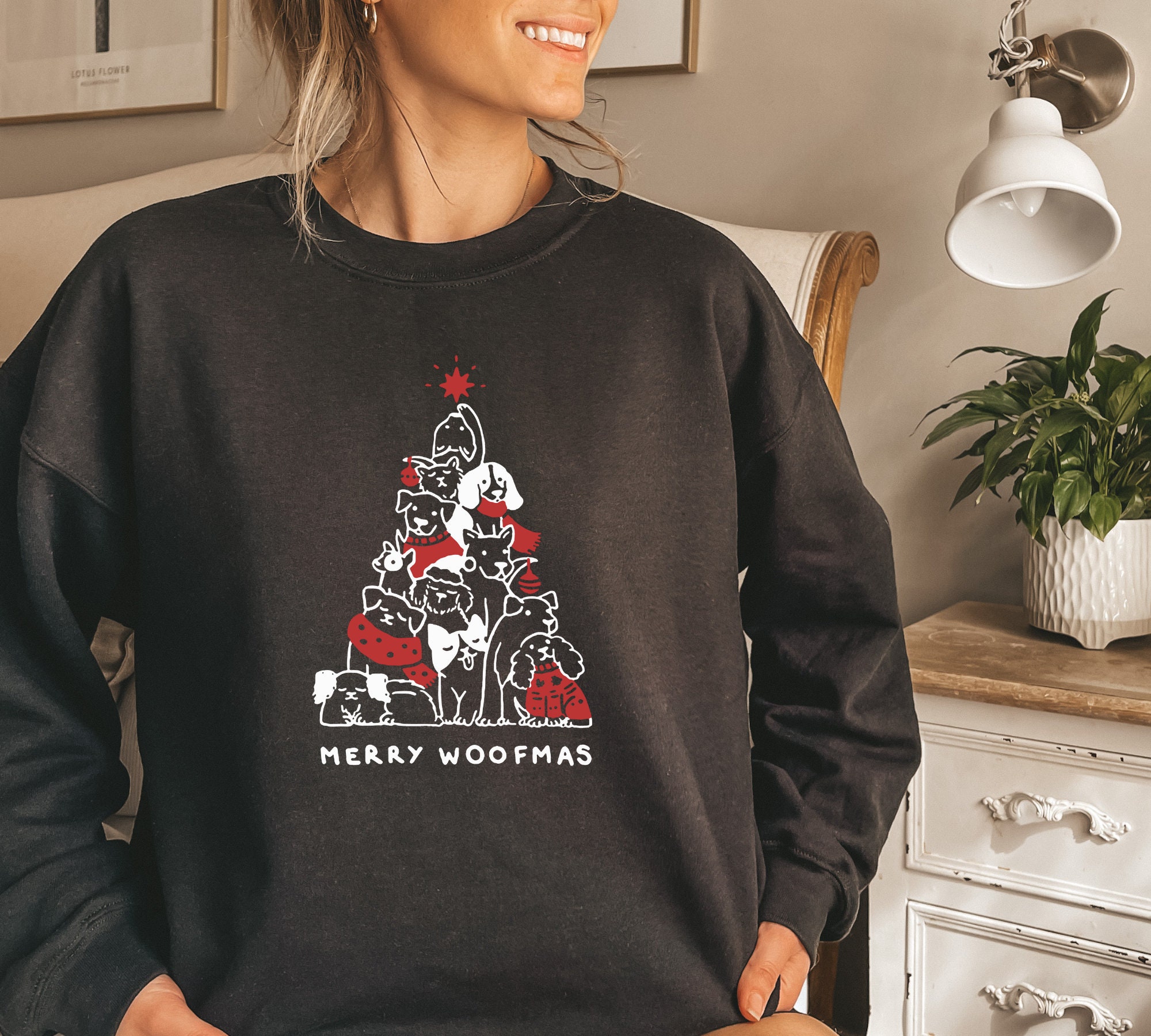 Discover Merry Woofmas Sweatshirt, Christmas Sweatshirt, Christmas Hoodie, Christmas Dog Sweatshirt, Retro Vintage Christmas Hoodie, Merry Christmas