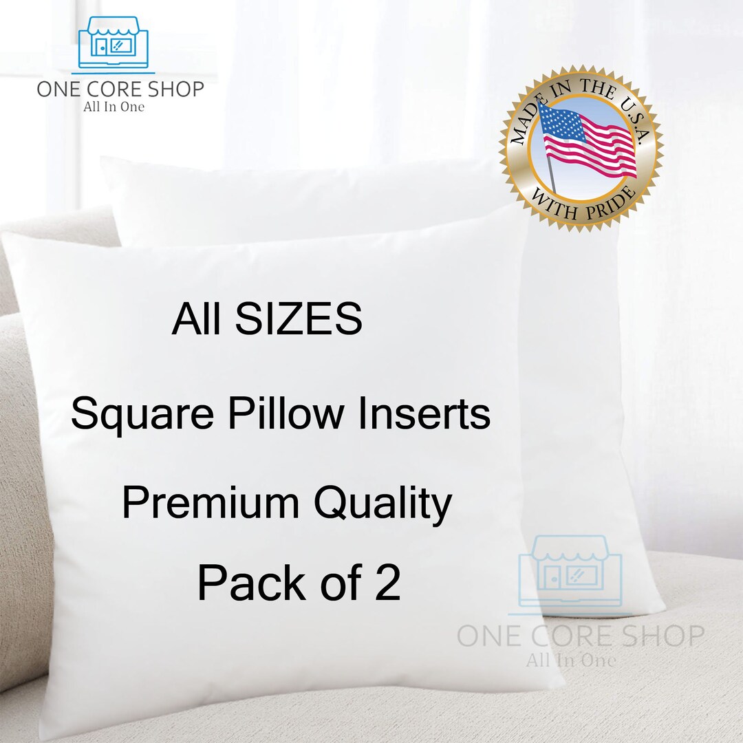 16 X 16 Square Size Decorative Throw Pillow Insert, Hypoallergenic Pillows,  Down Alternative Fill, White Cotton Cover, Breathable Firm Soft 