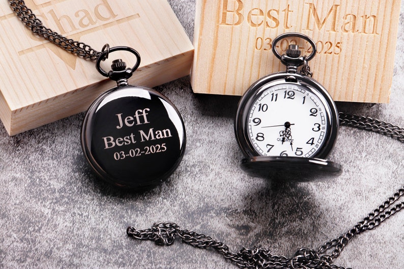 Groomsmen Pocket Watch Groomsmen Gifts Personalized Pocket Etsy