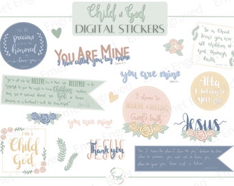 Goodnotes Digital Christian Stickers - Printable Faith Stickers - Precropped PNG - Digital Planner Stickers - Scripture Bible Verse Stickers