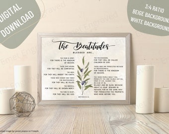 Printable Wall Art - BEATITUDES Matthew 5:3-12 - Bible Verse Wall Art - Printable Christian Wall Art - Christian Decor - Religious Wall Art