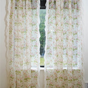 Country Style Floral Curtain With Ruffles Decorative Curtain - Etsy