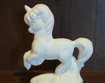 Ceramic Bisque Prancing Unicorn-poured from vintage mold