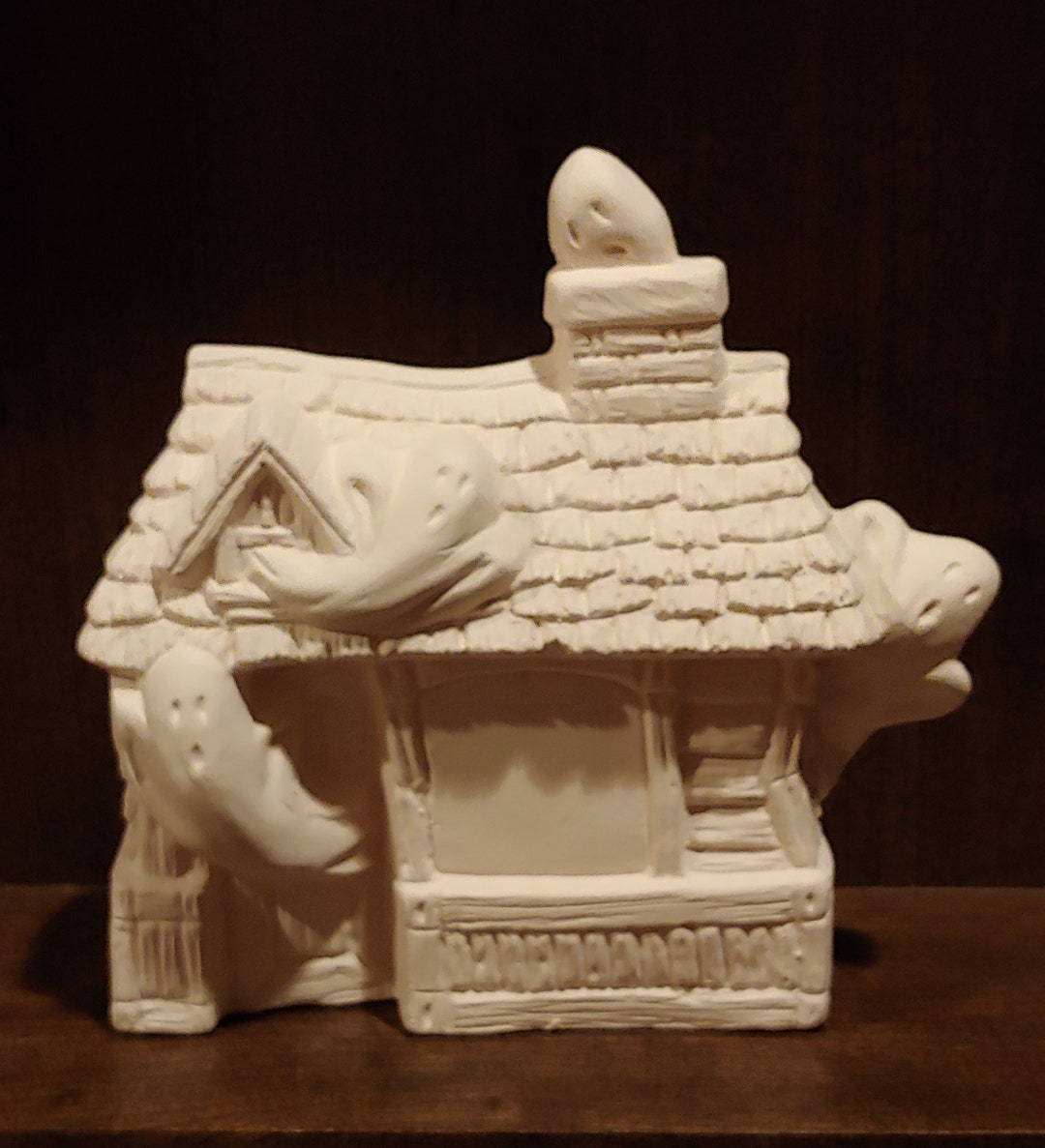 Ceramic Bisque Haunted House Poured From Vintage Mold Etsy