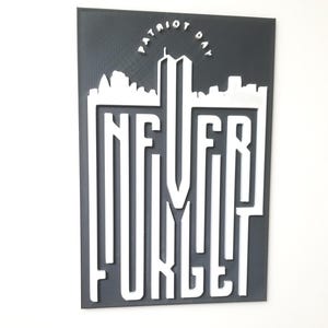 September 11, 2001 Twin Towers Remembrance Wall Art | NYC Skyline with “Never Forget” Ambigram