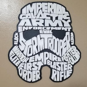 3D Printed Stormtrooper Wall Art | Star Wars Quote Word Art | Iconic Imperial Trooper Helmet