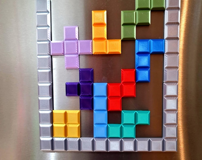 Retro Arcade Tetris Themed Fridge Magnets - Fun Strong Game Theme Magnets