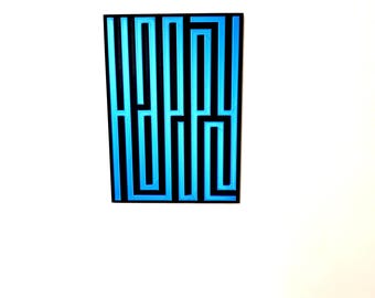Happy Geometric Inspiration Motivation Wall Art Modern Minimalist Word Art | Unique Home Decor