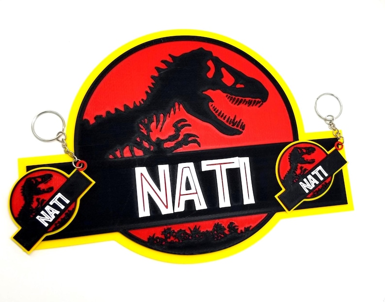 Custom Jurassic Park-inspired Wall Logo Sign – Personalized Name Sign | Dinosaur Decor with optional keychain image 3