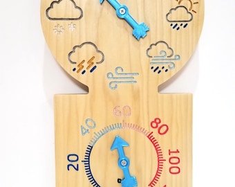 Hand Painted Wooden Weather Chart for Kids