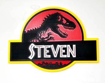 Custom Jurassic Park-inspired Wall Logo Sign – Personalized Name Sign | Dinosaur Decor with optional keychain