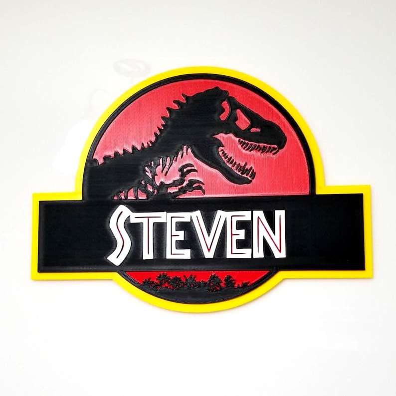 Custom Jurassic Park-inspired Wall Logo Sign – Personalized Name Sign | Dinosaur Decor with optional keychain image 1