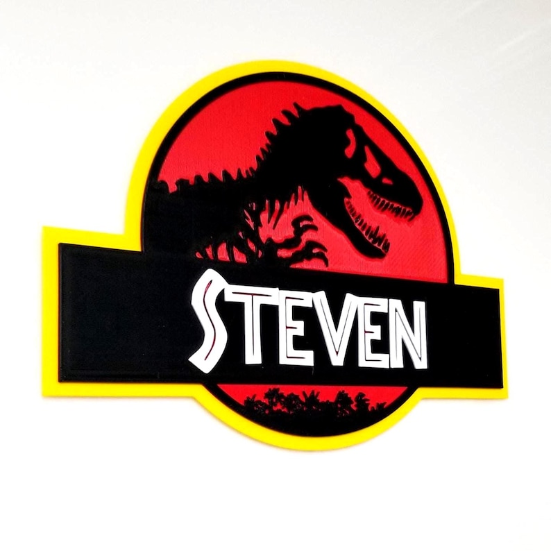Custom Jurassic Park-inspired Wall Logo Sign – Personalized Name Sign | Dinosaur Decor with optional keychain image 2