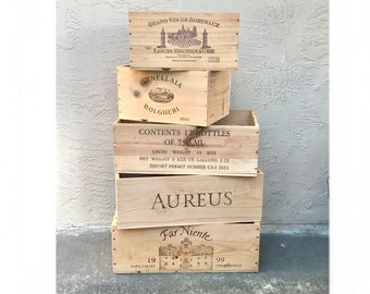 PICK French Wine Crates Wood Crates Rustic Wedding Decor Gift Card Box, Wooden Hamper Wine Bar Home Decor Gift Box Storage Crates Garden Box
