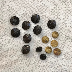 Lot of 15 Metal Military Buttons Gold Black Plastic Star Army Uniform Crest Stars Mini Small Buttons Militaria Eagle Star Crest American