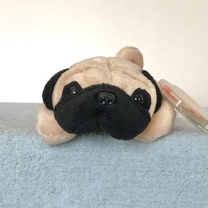 Ty Pugsly the Pug TY Beanie Baby Collectible Stuffed Dog Puppy Plushie Plush Toy Bulldog Small Gift for Dog Owner Bedroom Nursery Decor
