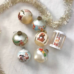Vintage Set of 7 Glass Ornaments Hallmark Character Henson Muppets