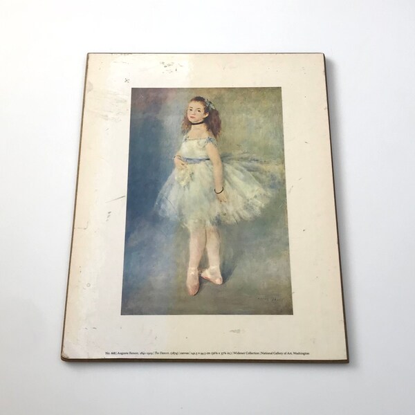 Vintage French Auguste Renoir The Dancer Art Print Painting Ballerina Girl Wooden Mid Century Wall Decor Renaissance Living Room Girl Mid