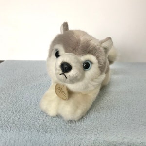Baby Snow Wolf Plush Dogs Brown Spotted Stuffed Animal Husky Puppy Plushie Plushy Toy Plush Collectible Shelf Sitter Wolf Puppy Husky Plush
