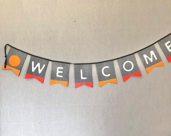 Adorable Felt Welcome Banner Flag Fall Autumn Pumpkin Wall Hanging Garland Welcome Sign Halloween Fall Autumn Thanksgiving Kids Decor