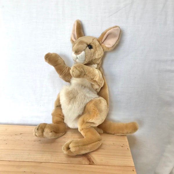 Vintage Large Brown Kangaroo Hand Puppet Stuffed Animal Australia Kangaroo Plush Toy Plushie Story Telling Prop Bedtime Storytime Telling
