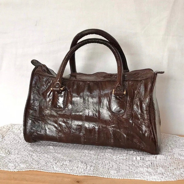 Vintage Leather Brown Purse 1950s Retro Style Office Footed Business Handbag Bag Shoulder Doctor 50s Top Handle Brown Career Retro 1960s 60s
