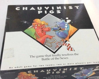 Vintage Chauvinist Pigs Game by Tiger - 1991 Edition - 100% Complete! - Rare Vintage 90's Fun Board Game Battle of Sexes Genders Friends