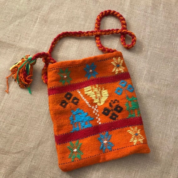Vintage Mexican Wool Crossbody Purse Blanket Azte… - image 2