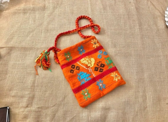 Vintage Mexican Wool Crossbody Purse Blanket Azte… - image 1