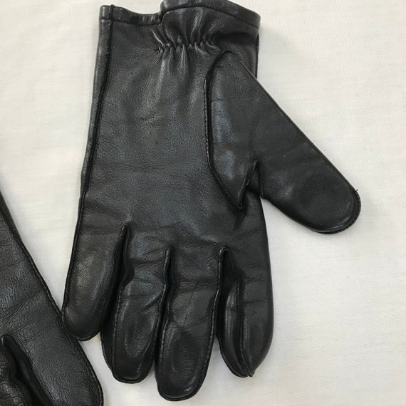 Real Authentic Black Leather Gloves Womens Size L… - image 5