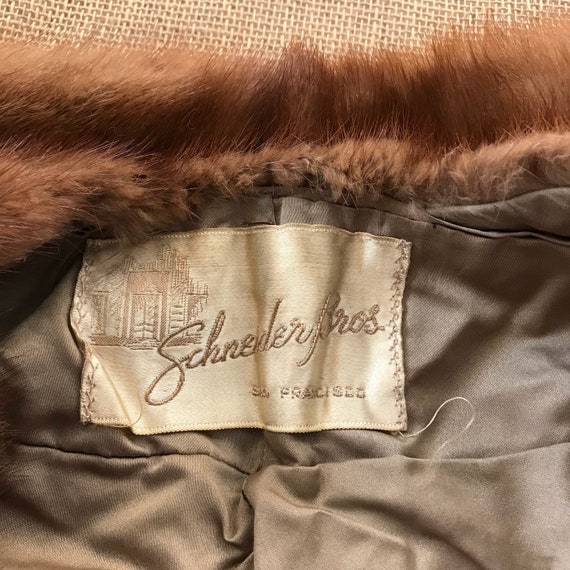 Vintage 1950s Mink Fur Schneider Bros Cape Coat S… - image 6