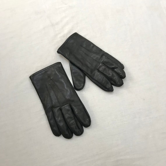 Real Authentic Black Leather Gloves Womens Size L… - image 1