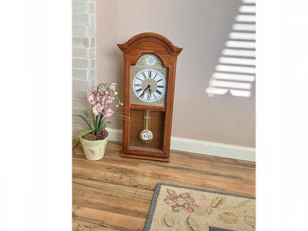 Mid Century Wooden Grandfather Clock for Tabletop Mantel Table Etsy