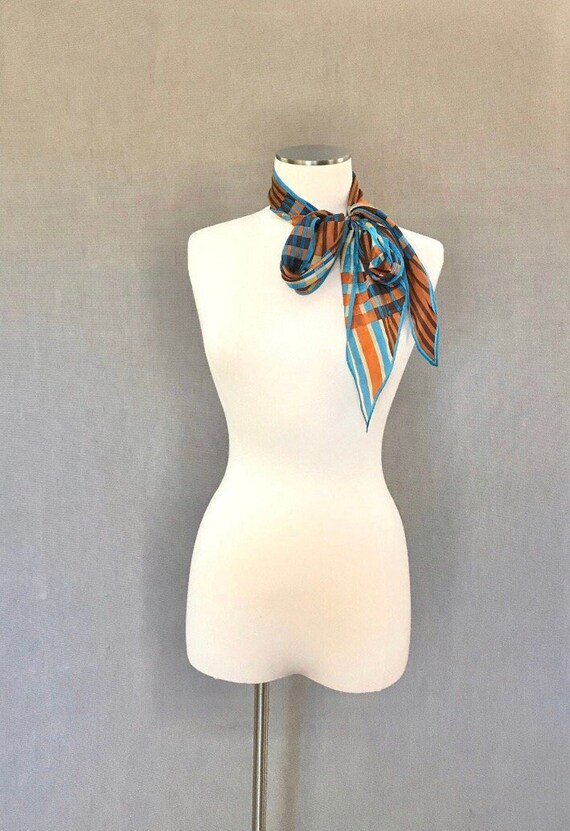 Vintage 90s Neck Tie Scarf Geometric Colorful Rect