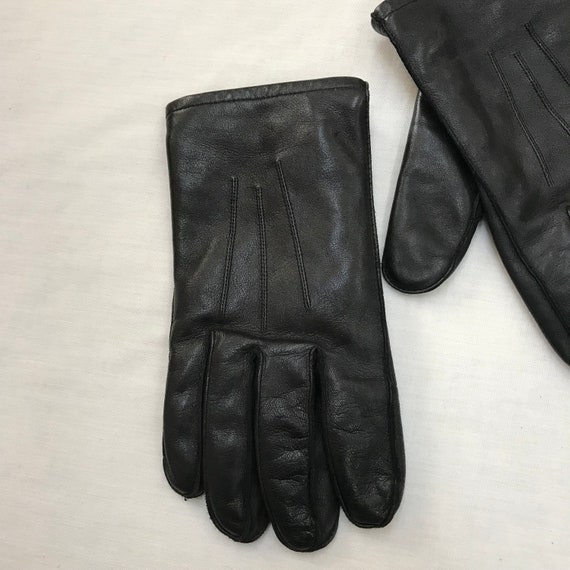 Real Authentic Black Leather Gloves Womens Size L… - image 3
