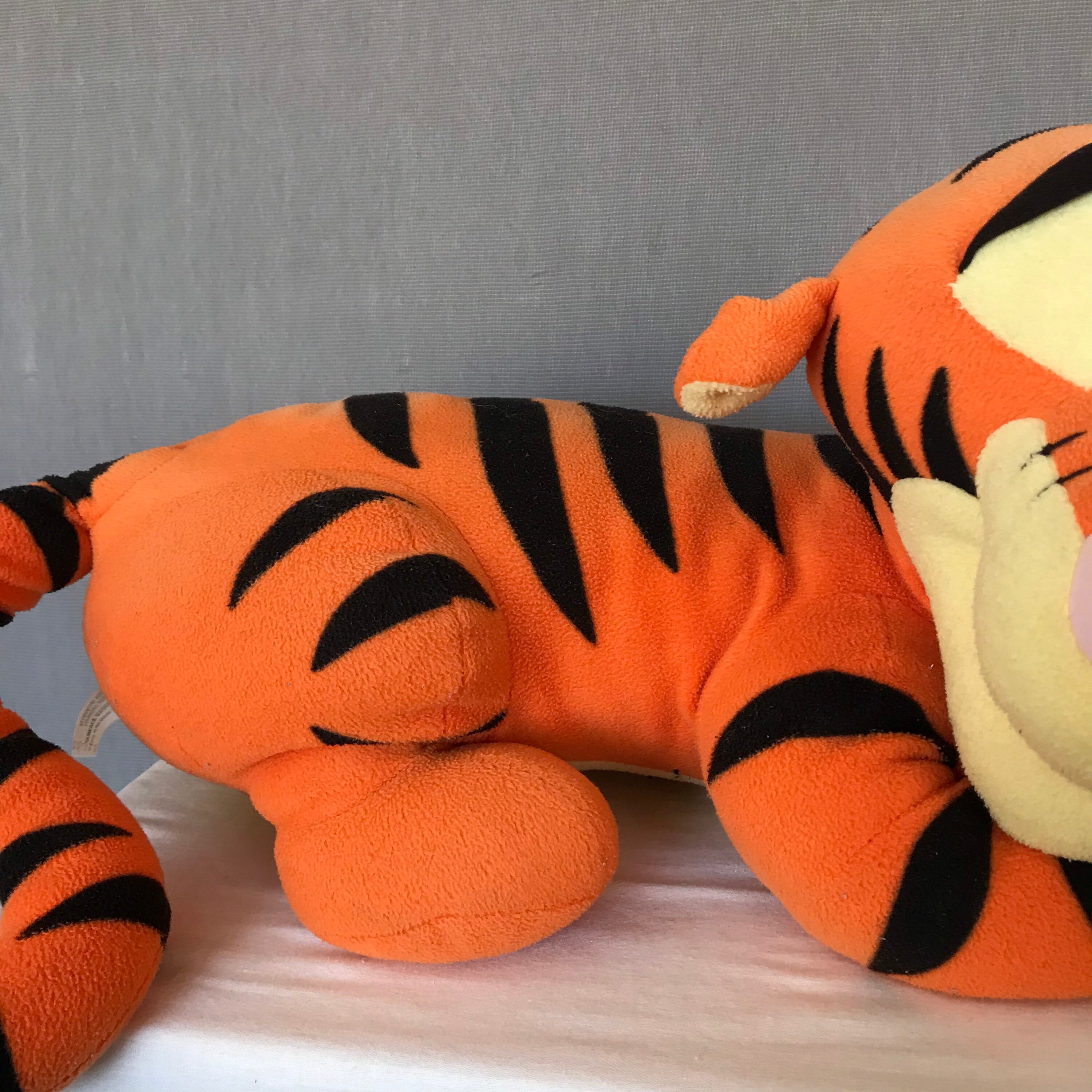 Large Vintage Tigger Stuffed Animal Laying Down Plushie Plush Etsy