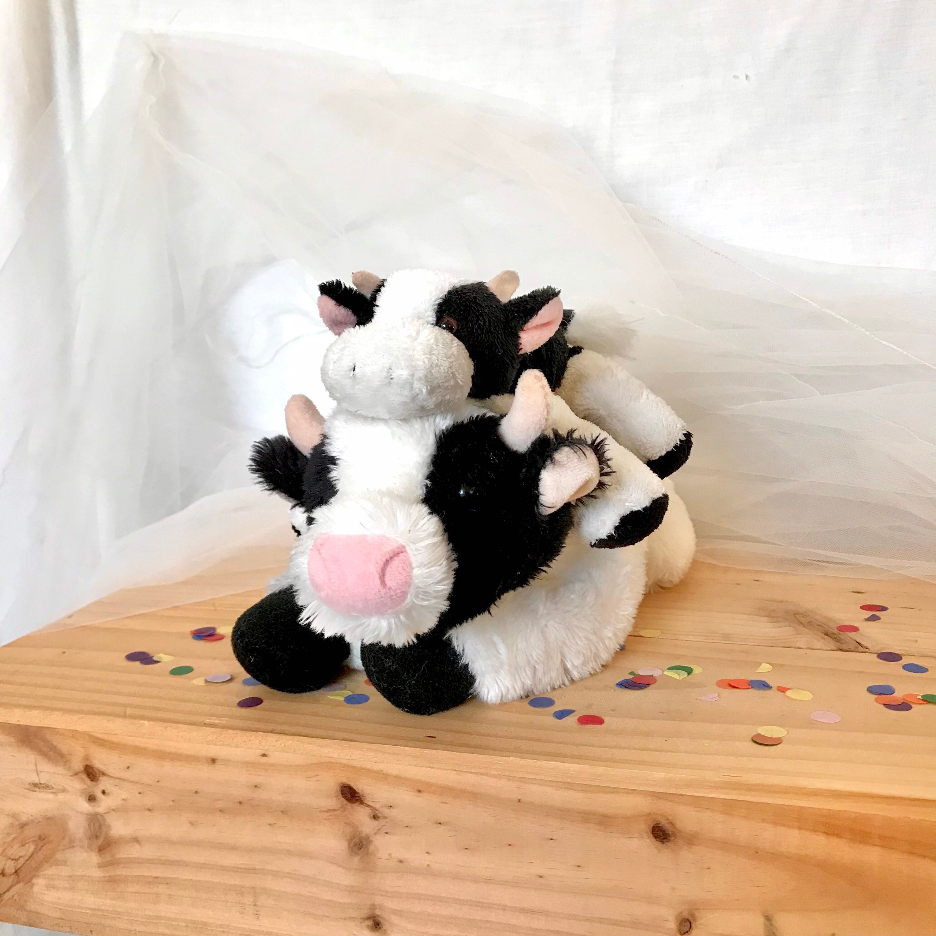 Set of 2 Stuffed Cows Laying Down Stuffed Animal Plushie Etsy