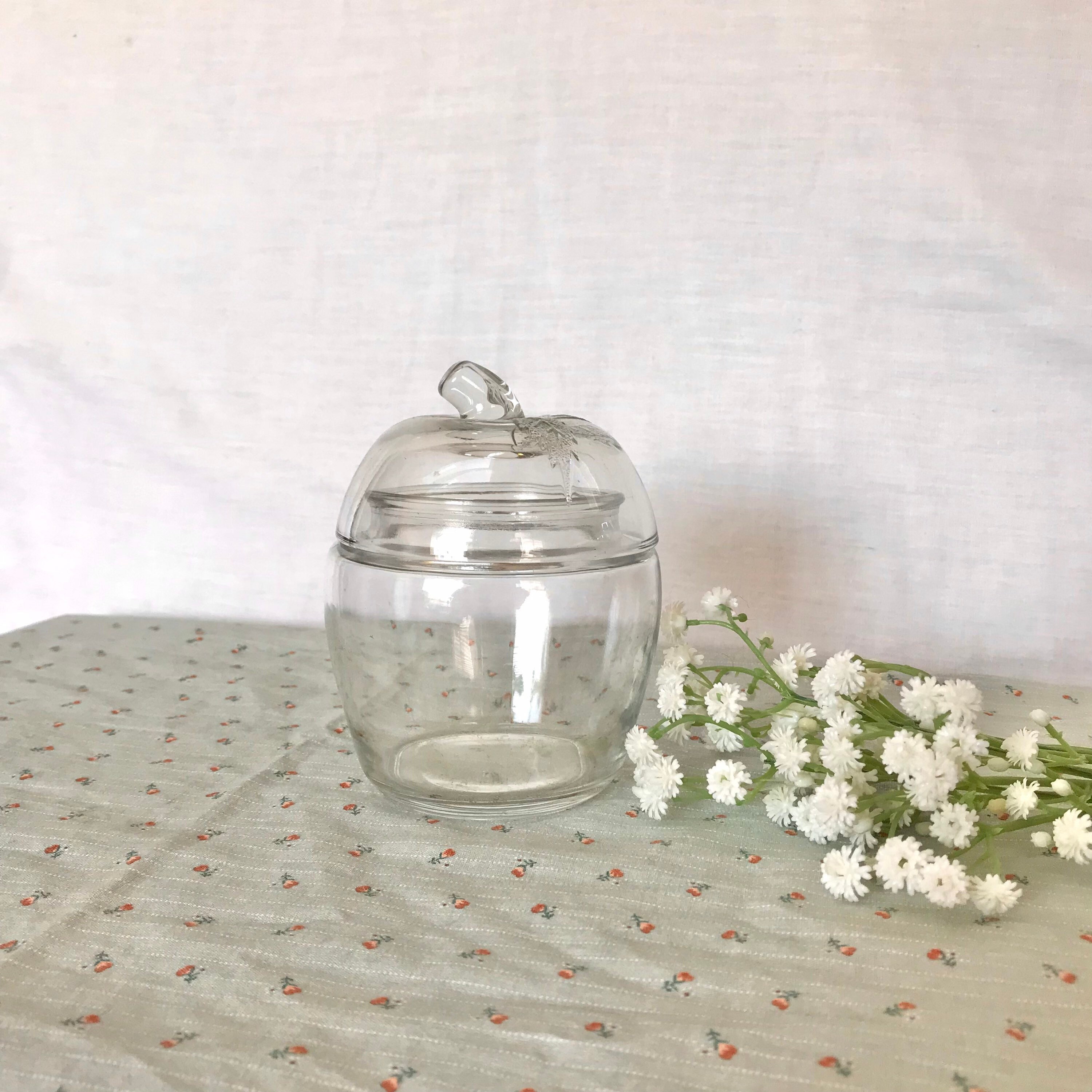 Extra Large Clear Glass Green Tint Gourd Shaped Lidded Apothecary Jar