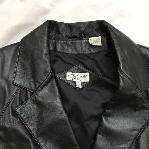 Vintage Ricardo Leather Jacket Black Button Grunge