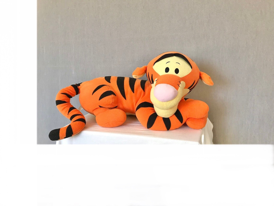 Large Vintage Tigger Stuffed Animal Laying Down Plushie Plush Etsy