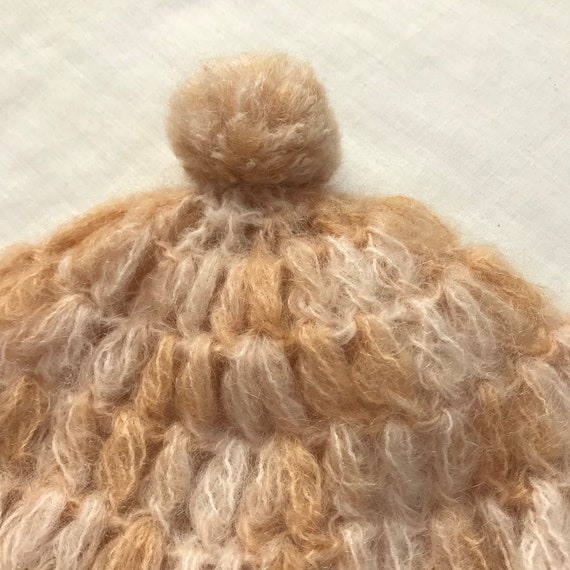 Mohair Knit Vintage Beanie Hat White Knit Cute Ad… - image 3
