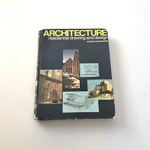 Vintage 1976 Architecture and Interior Design Coffee Table Book Residential Drawing and Design Decorative Large Hardcover Thick