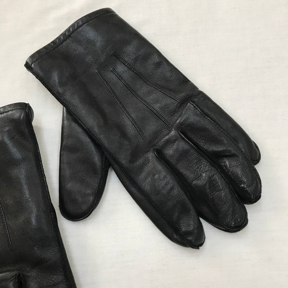 Real Authentic Black Leather Gloves Womens Size L… - image 2