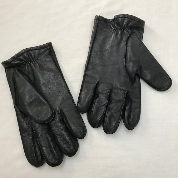 Real Authentic Black Leather Gloves Womens Size L… - image 4