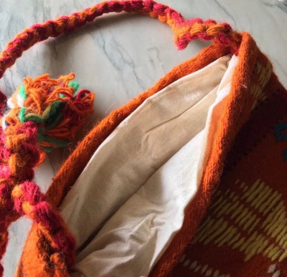 Vintage Mexican Wool Crossbody Purse Blanket Azte… - image 6