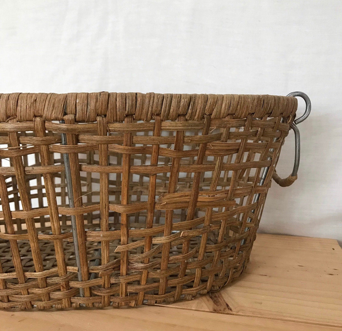 Wooden Woven Basket Oval With Handles Planter Outdoor Decorative Decor Accent Boho Bohemian ...