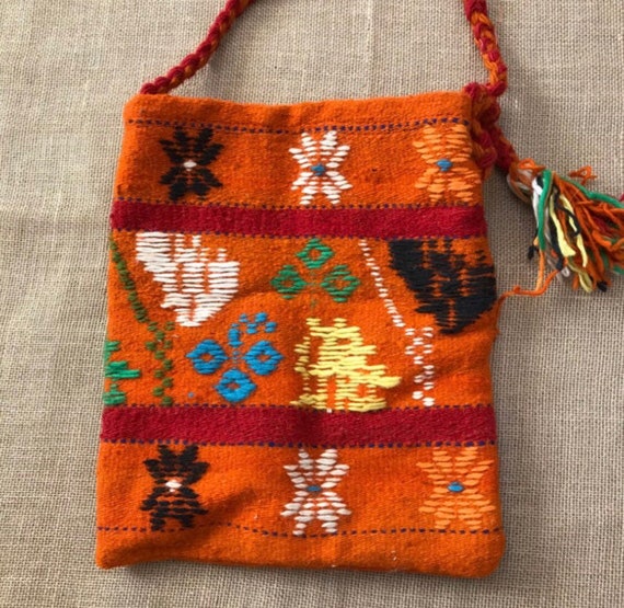 Vintage Mexican Wool Crossbody Purse Blanket Azte… - image 3