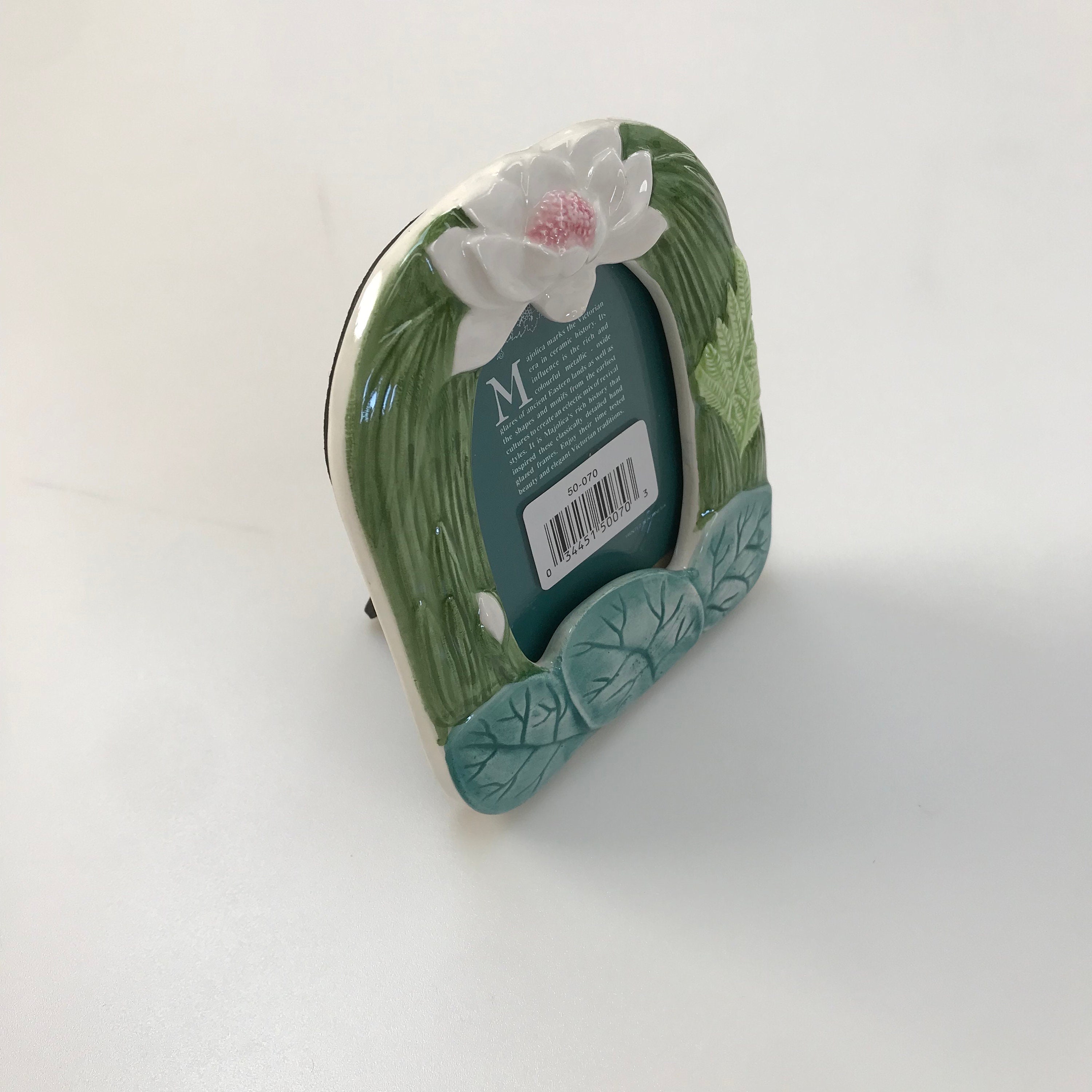 Vintage Small Keepsake Picture Frame Lily Pad Shabby Chic Floral Resin ...
