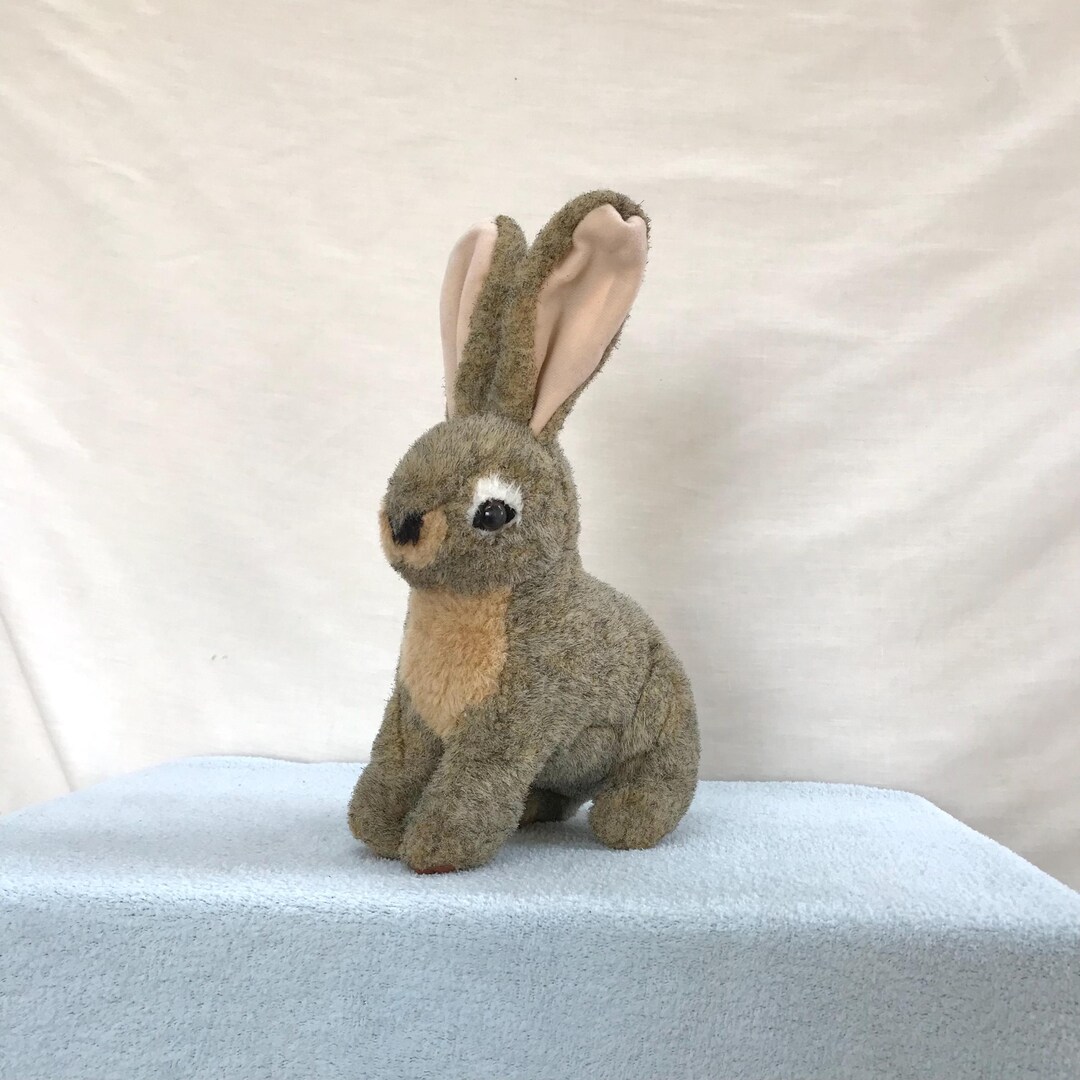 Toy Jack Rabbit Plush Adorable Vintage Jack Rabbit Bunny Plush Plushie Grey Gray Baby Nursery ...