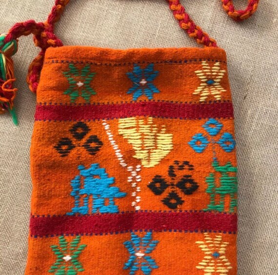 Vintage Mexican Wool Crossbody Purse Blanket Azte… - image 4